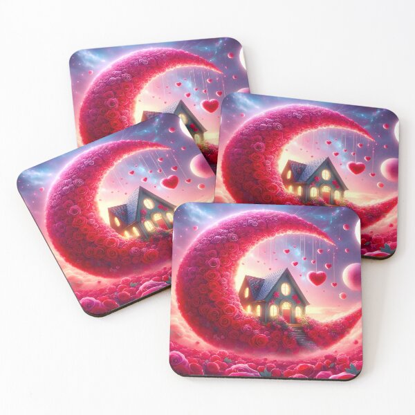 Item preview, Dreamy Moon Rose Valentine House Scenery designed and sold by DreamagineArtDesign.
