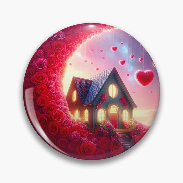 Item preview, Dreamy Moon Rose Valentine House Scenery designed and sold by DreamagineArtDesign.