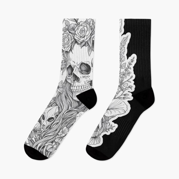 Item preview, Slavic Lady Midday Skull Floral Gothic Folklore Art designed and sold by Bone & Blade.