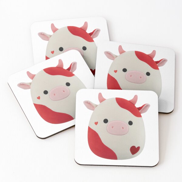 Item preview, Idris the Red and Off-White Cow Valentine Heart Kawaii Plush Art designed and sold by Tashi97.
