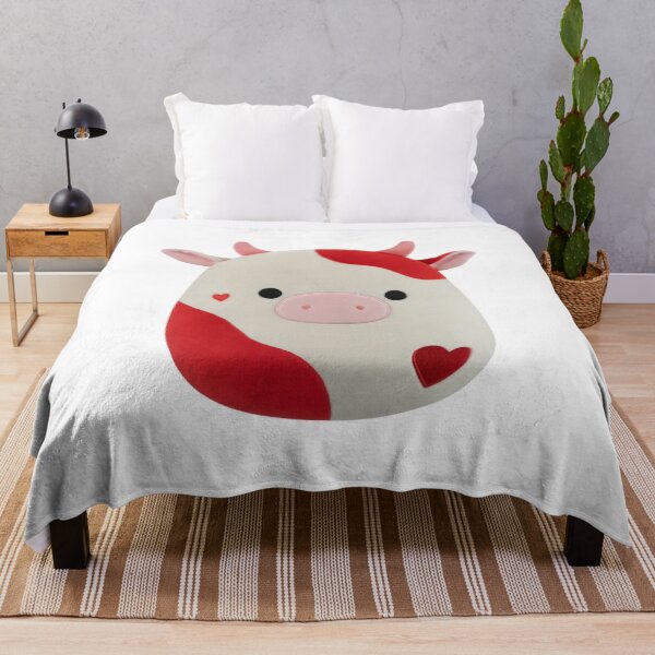Item preview, Idris the Red and Off-White Cow Valentine Heart Kawaii Plush Art designed and sold by Tashi97.