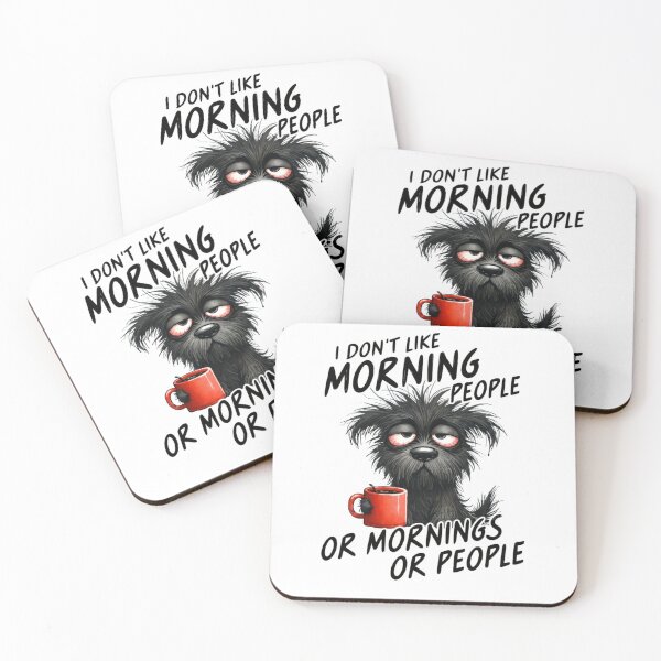 Item preview, I Don't Like Morning People | Funny Anti-Social Coffee Dog Art designed and sold by designsdetour.
