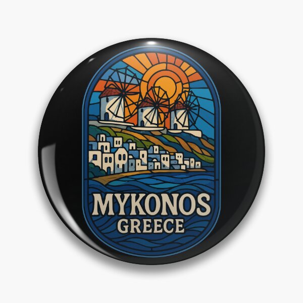 Item preview, Mykonos Greece Stained Glass Art Travel designed and sold by TomFrontierArt.