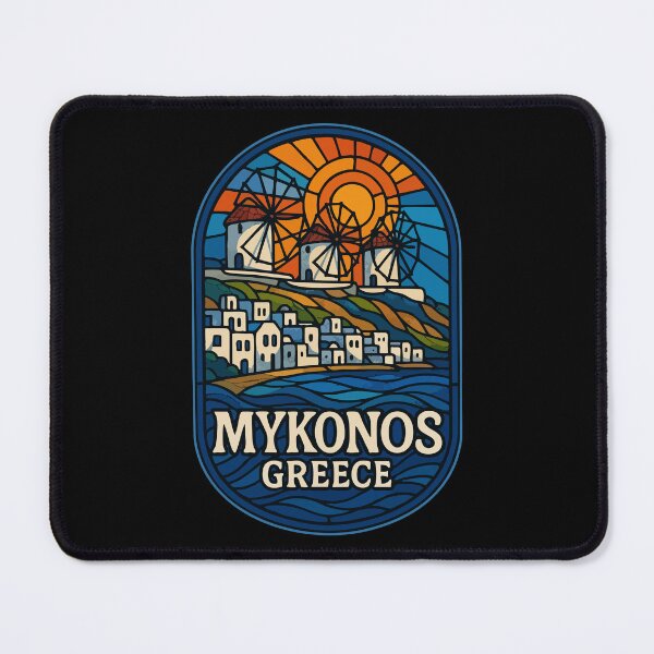 Item preview, Mykonos Greece Stained Glass Art Travel designed and sold by TomFrontierArt.