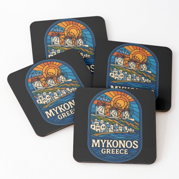 Item preview, Mykonos Greece Stained Glass Art Travel designed and sold by TomFrontierArt.
