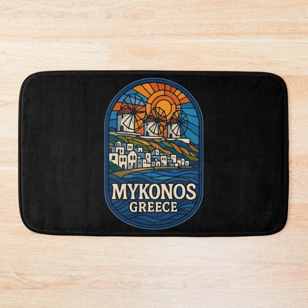 Item preview, Mykonos Greece Stained Glass Art Travel designed and sold by TomFrontierArt.