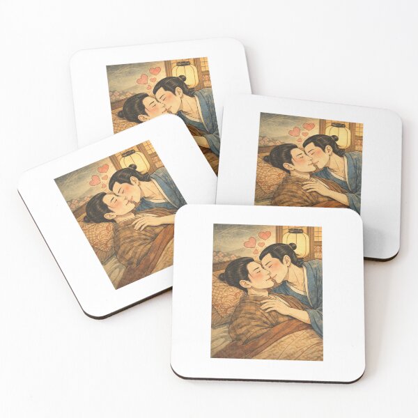 Item preview, Ukiyo-e Style Gay Couple Digital Art – Japanese Male Romance Illustration designed and sold by Japfashion.