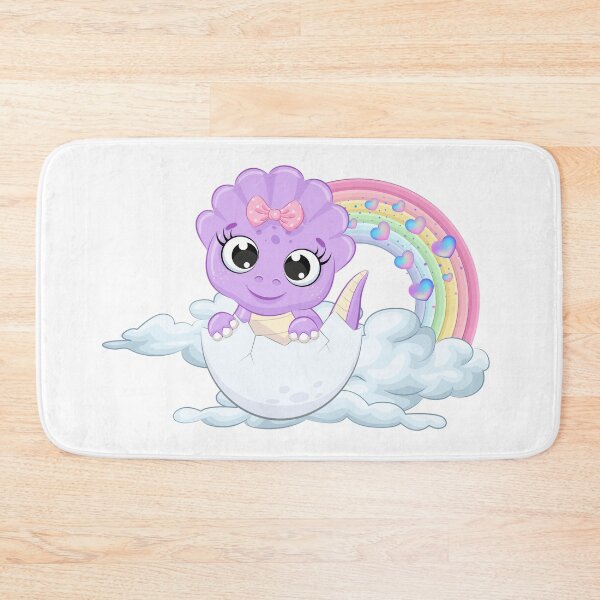 Item preview, Baby Triceratops - Cute Purple Dinosaur Hatching from Egg on Cloud designed and sold by Love3Happy.