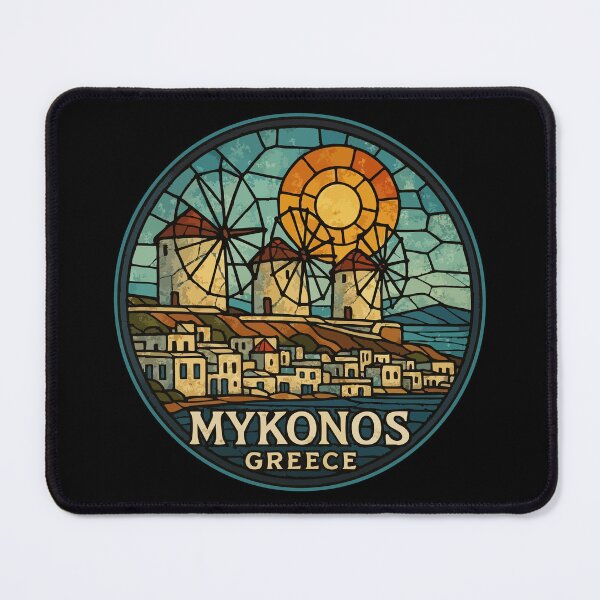 Item preview, Mykonos Greece Stained Glass Travel designed and sold by TomFrontierArt.