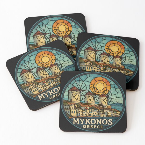 Item preview, Mykonos Greece Stained Glass Travel designed and sold by TomFrontierArt.