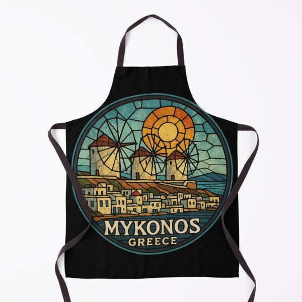 Item preview, Mykonos Greece Stained Glass Travel designed and sold by TomFrontierArt.