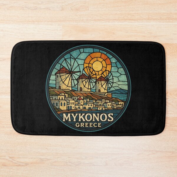 Item preview, Mykonos Greece Stained Glass Travel designed and sold by TomFrontierArt.