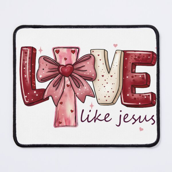 Item preview, Love Like Jesus | Cute Pink Cross with Bow Christian Valentine designed and sold by designsdetour.
