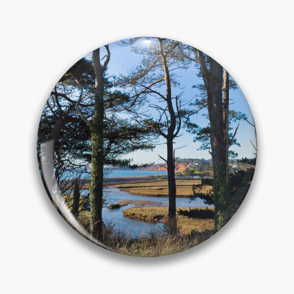 Item preview, Pine Trees at Budleigh Salterton Beach Devon – Calm English Coastal Photography & Seaside Landscape designed and sold by leonwoods.