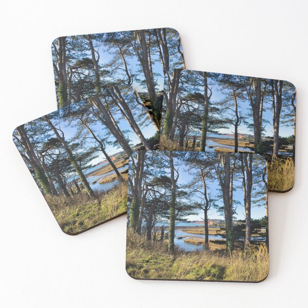 Item preview, Pine Trees at Budleigh Salterton Beach Devon – Calm English Coastal Photography & Seaside Landscape designed and sold by leonwoods.