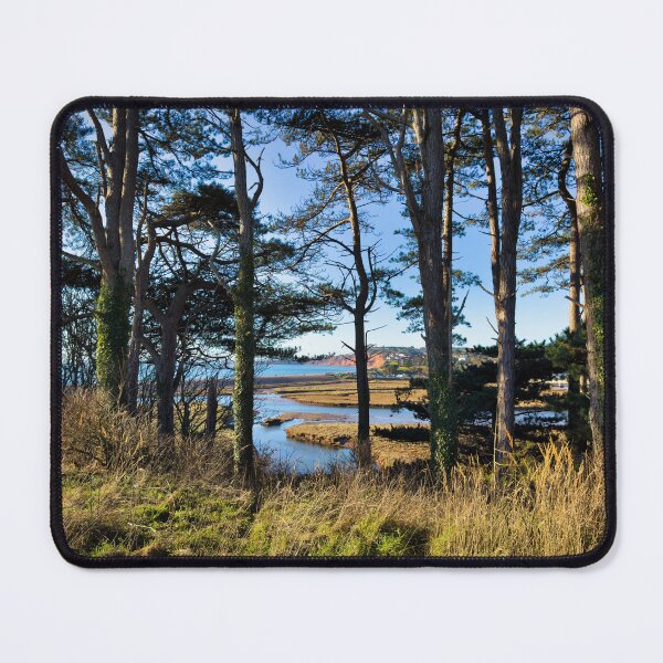 Item preview, Pine Trees at Budleigh Salterton Beach Devon – Calm English Coastal Photography & Seaside Landscape designed and sold by leonwoods.