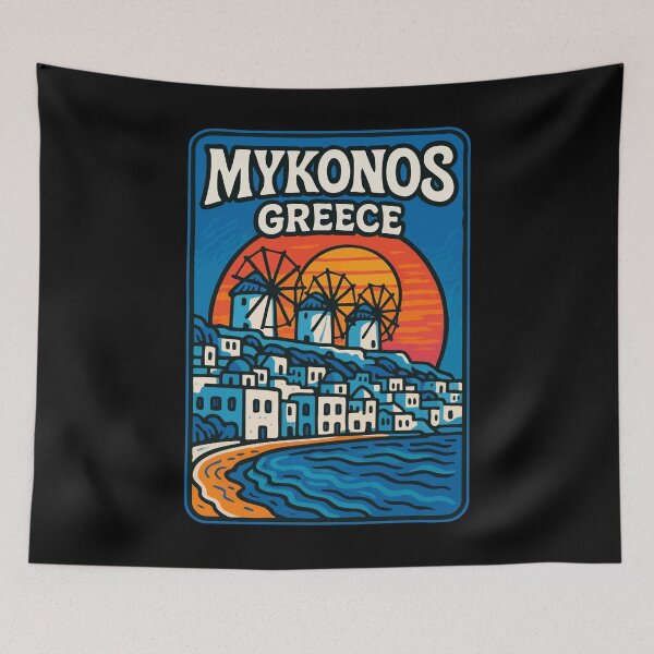 Item preview, Mykonos Greece Retro Travel designed and sold by TomFrontierArt.