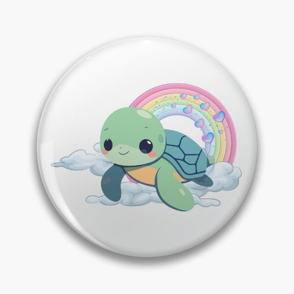 Artikelvorschau, Fröhliche Meeresschildkröte – Niedliche grüne Schildkröte schwimmt mit Regenbogen und Herzen. entworfen und verkauft von Love3Happy.