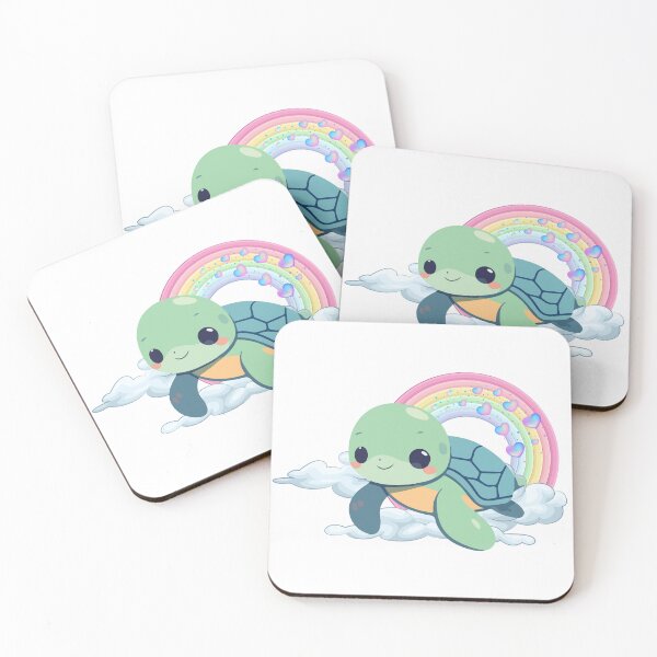 Item preview, Happy Sea Turtle - Cute Green Turtle Swimming with Rainbow and Hearts designed and sold by Love3Happy.