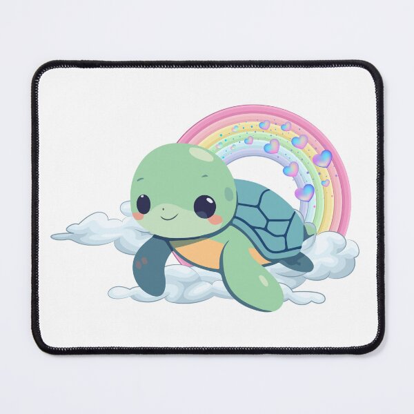 Item preview, Happy Sea Turtle - Cute Green Turtle Swimming with Rainbow and Hearts designed and sold by Love3Happy.