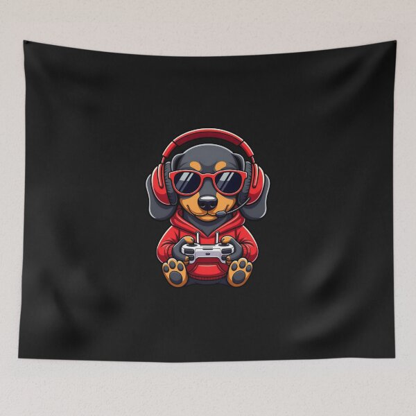 Item preview, Dachshund Gamer Dog Funny Console Gaming designed and sold by GrumpySableye.