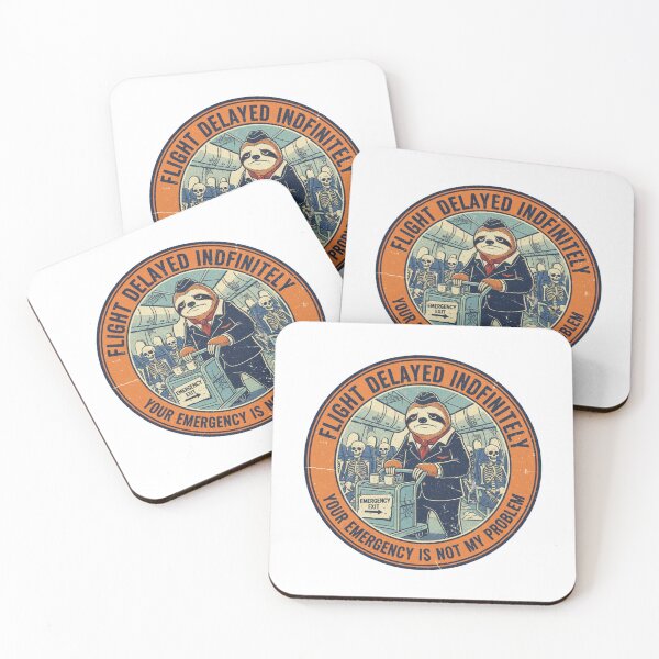 Item preview, Funny Sloth Flight Attendant – Delayed Indefinitely Travel Humor 90s Vintage Graphic designed and sold by FakeJoo.