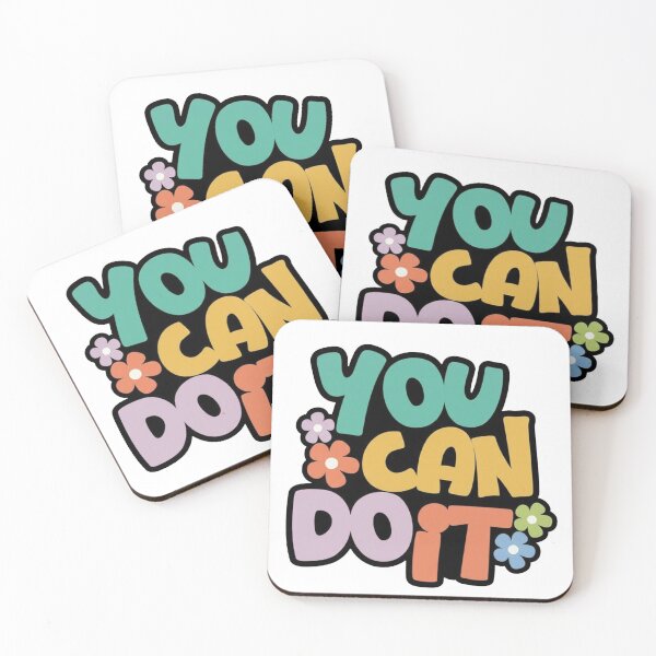 Item preview, You Can Do It – Colorful Motivational Quote Typography with Cute Flowers designed and sold by Thankyou11.