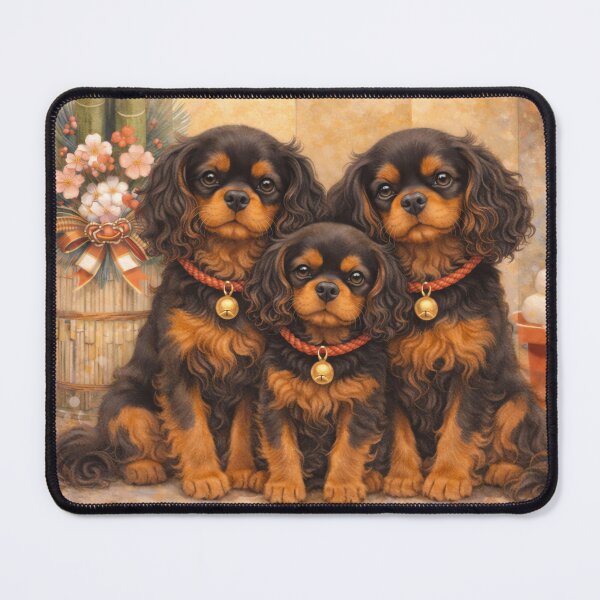 Item preview, Black and Tan Cavalier Family - Golden Zen Japanese Art designed and sold by SakuraWaStyle.