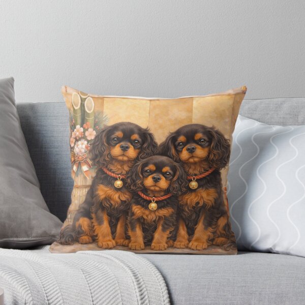 Item preview, Black and Tan Cavalier Family - Golden Zen Japanese Art designed and sold by SakuraWaStyle.