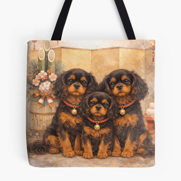 Item preview, Black and Tan Cavalier Family - Golden Zen Japanese Art designed and sold by SakuraWaStyle.