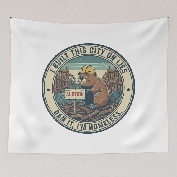 Item preview, Funny Beaver Homeowner Crisis – Dam It I'm Homeless 90s Vintage Graphic designed and sold by FakeJoo.