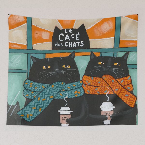 Item preview, Besties at The Cafe Cats designed and sold by KilkennyCat Art.