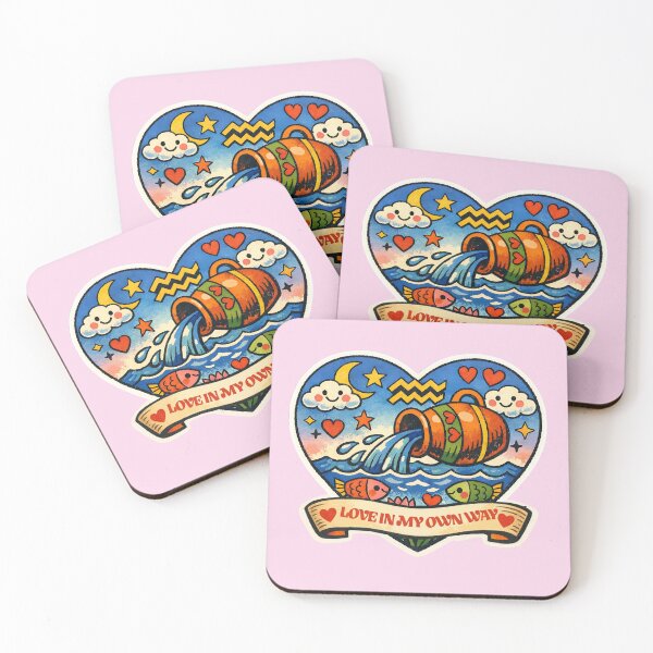 Item preview, Aquarius Valentine Zodiac Love - Cute Vintage Sticker Art designed and sold by TaiyoDigital36.