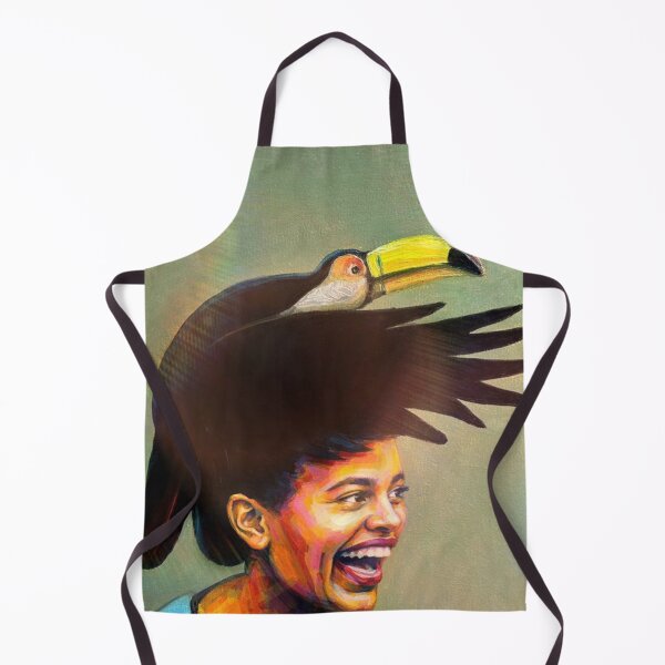 Item preview, Portrait of a woman with a toucan designed and sold by MontekkiArt.