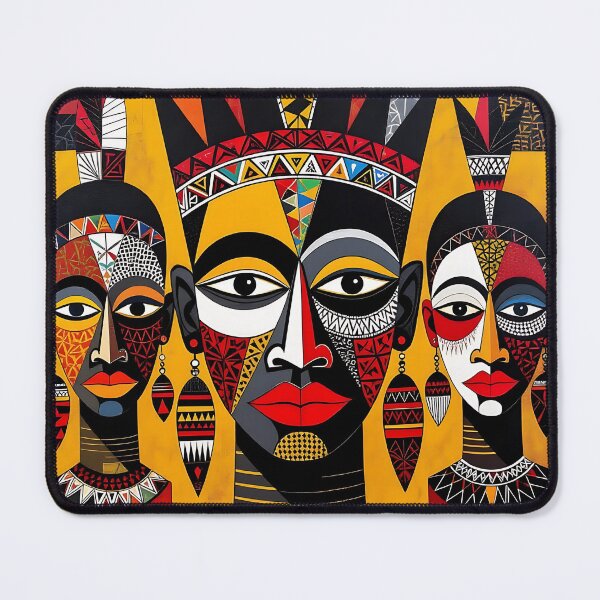Item preview, African Tribal Art Portrait – Bold Geometric Ethnic Illustration designed and sold by DeadWild.