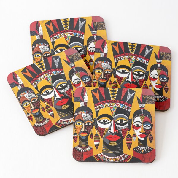 Item preview, African Tribal Art Portrait – Bold Geometric Ethnic Illustration designed and sold by DeadWild.