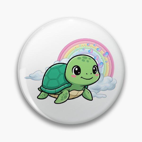 Item preview, Smiling Turtle - Cute Green Turtle Floating with Rainbow and Hearts designed and sold by Love3Happy.
