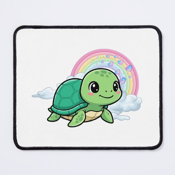 Item preview, Smiling Turtle - Cute Green Turtle Floating with Rainbow and Hearts designed and sold by Love3Happy.