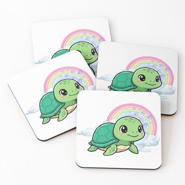 Item preview, Smiling Turtle - Cute Green Turtle Floating with Rainbow and Hearts designed and sold by Love3Happy.