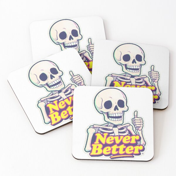 Item preview, Never Better Skeleton Sticker - Funny Thumbs Up Sarcastic Skull, Dead Inside Dark Humor Decal designed and sold by Skulls, Gothic, Witches & Darkness.