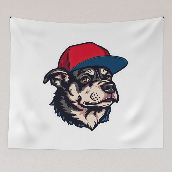 Item preview, Cool Street Dog Mascot Wearing Baseball Cap – Urban Cartoon Sticker Design designed and sold by Kavya Art.