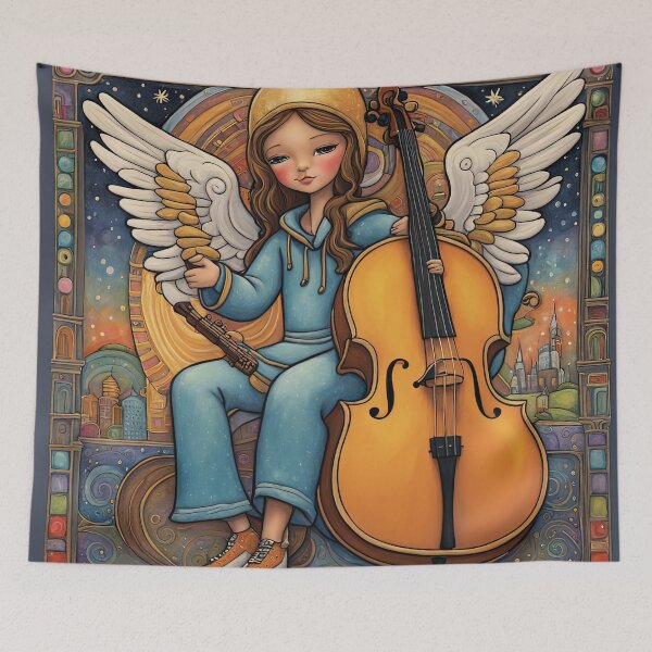 Item preview, Angel with wings wearing a hoodie Playing a Cello designed and sold by Colin Bentham.