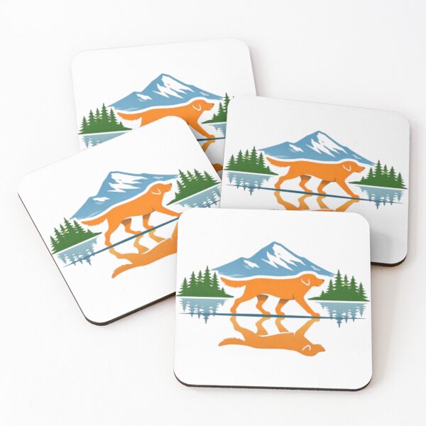 Item preview, Hiking Labrador Reflection – Mountain Lake Minimal Outdoor Badge designed and sold by PawPrintCustom.