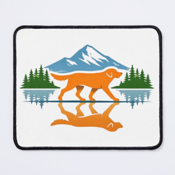 Item preview, Hiking Labrador Reflection – Mountain Lake Minimal Outdoor Badge designed and sold by PawPrintCustom.