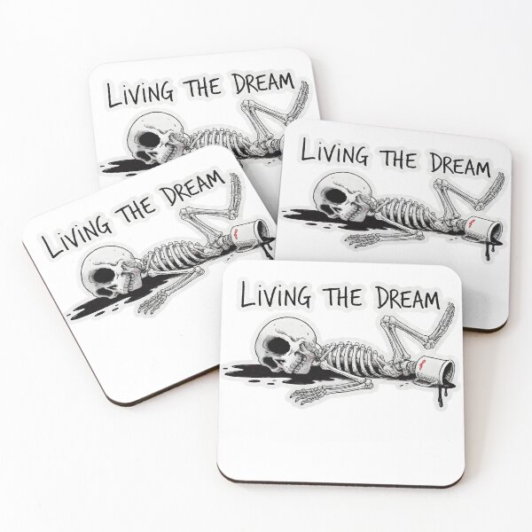 Item preview, Living the Dream Skeleton Sticker - Funny Tired Exhausted Skull, Sarcastic Dead Inside Dark Humor Decal designed and sold by Skulls, Gothic, Witches & Darkness.
