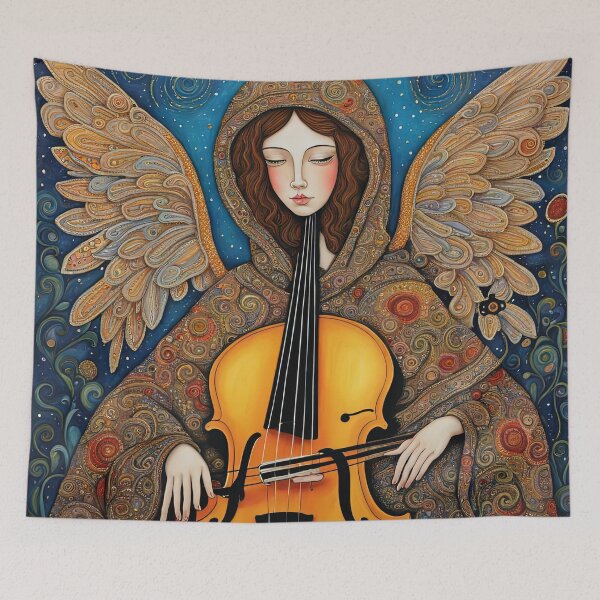 Item preview, Angel with wings wearing a hoodie Playing a Cello designed and sold by Colin Bentham.