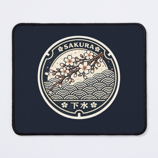 Item preview, Vintage Japanese Sakura Seigaiha Manhole Cover Art designed and sold by Planthem.