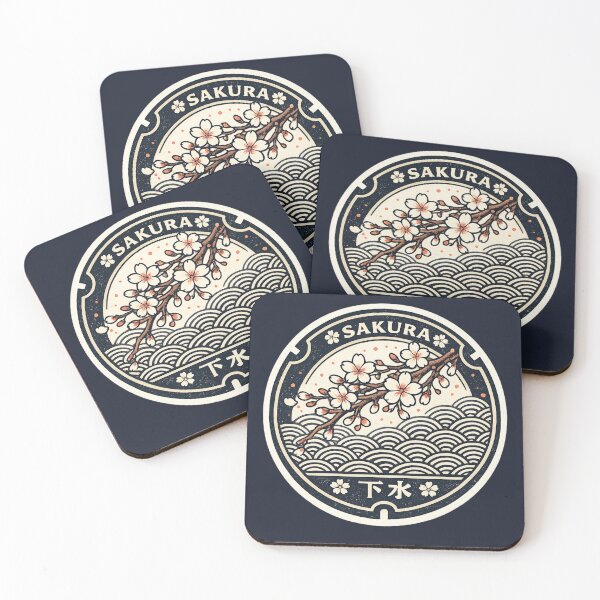 Item preview, Vintage Japanese Sakura Seigaiha Manhole Cover Art designed and sold by Planthem.