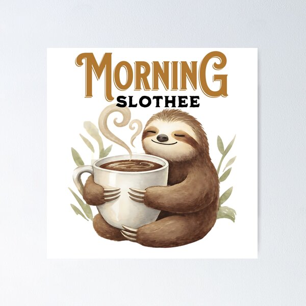 Item preview, Morning Slothee - Vintage Coffee Sloth Mindfulness designed and sold by Slothsophy.