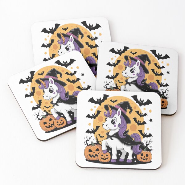 Item preview, Cute Unicorn Witch Halloween Pumpkins and Bats Spooky designed and sold by NicolaMail.